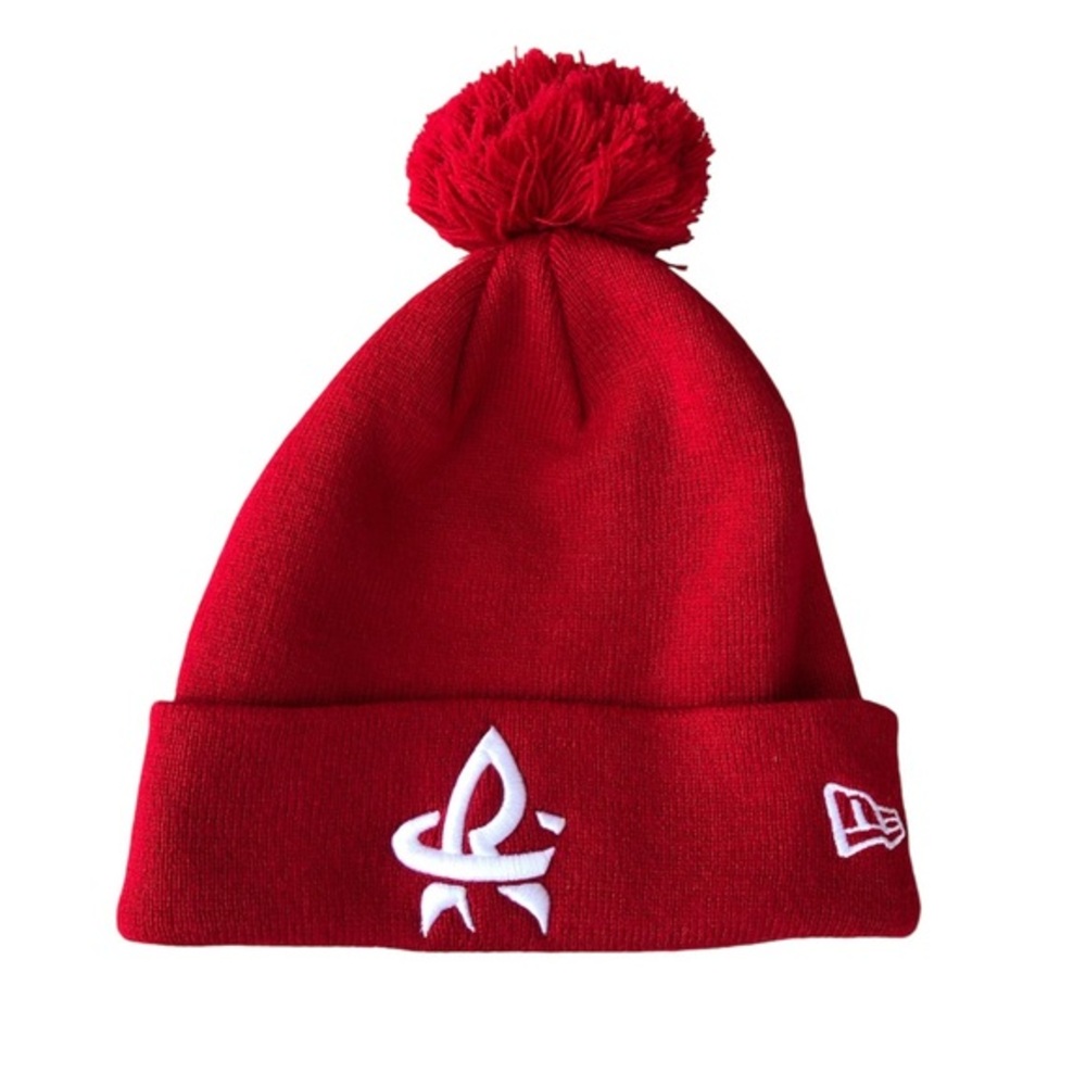 New Era Madison Alabama Rocket City Trash‎ Pandas Knit Red Pom Pom Beanie Hat